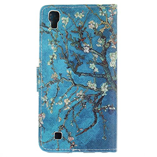 LG X Power Lederhülle, Asnlove PU Ledertasche Schutzhülle + Weich Hülle Stand Feature Flipcase Tasche Leather Case mit Standfunktion Tablet Etui mit Karte Slots für LG X Power / LG K220 (5,3 Zoll) – Aprikosenbaum - 3