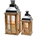 Produktbild 2er Set Laternen aus Holz 46cm/31cm Shabby Landhaus Vintage Hochzeitsdeko