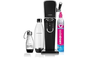 Sodastream Art Nero, Gasatore d'Acqua per Trasformare l'Acqua in Acqua Frizzante, Incluso Cilindro Contente Co2, 1 Bottiglia da un Litro, 1 bottiglia da 0,5 L