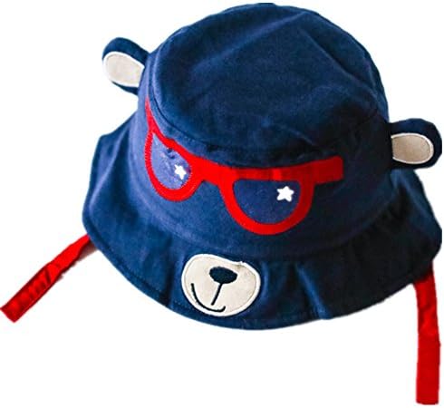 LifenewBaby Unisex Floppy Cotton Basin Cap Sun Hat Baby Boys Girls sunbonnet Bucket Cap Fisherman Cap-Glasses Bear 2-3 Years(48-50cm)