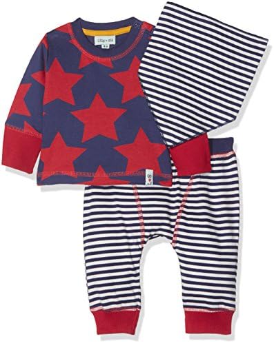 Lilly &amp; Sid Baby Boys' Star Print 3Pc Playset Clothing Set, Blue, 0-3 Months