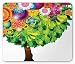 Produktbild Tree of Life Mouse Pad, Colorful Tree Fantasy Illustration with Blossoming Flowers Leaves Butterflies, Standard Size Rectangle Non-Slip Rubber Mousepad, Multicolor