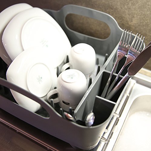 Umbra 330590-149 Tub Dish Rack, Geschirrabtropfkorb aus Kunststoff, Grau - 9