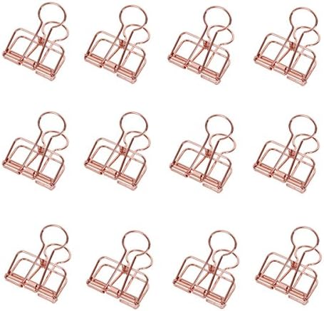 12 Medium Paper Photo Clips Lovely Office Supplies Metal Binder Clips Students Use Folders Paper(Rose Golden)