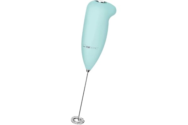 Clatronic MS 3089, Mousseur de lait, Soft Touch Boîtier, Quirl en acier inoxydable, Facile à nettoyer, Mousse de lait en quelques secondes, Fonctionnement sur piles, Couleur Vert menthe