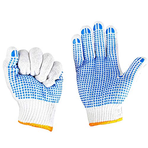 Preisvergleich Produktbild Anti-Rutsch-Handschuhe tragen Abriebfeste Handschutzhandschuhe mit Gummipunkten Sicherheit Gartenhandschuhe für die Arbeit Arbeiten - Blue & White