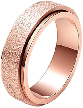 ALEXTINA Damen 6MM Fashion Edelstahl Spinner Ring Sand Sprengen Fertig (Rose Gold und Regenbogen)