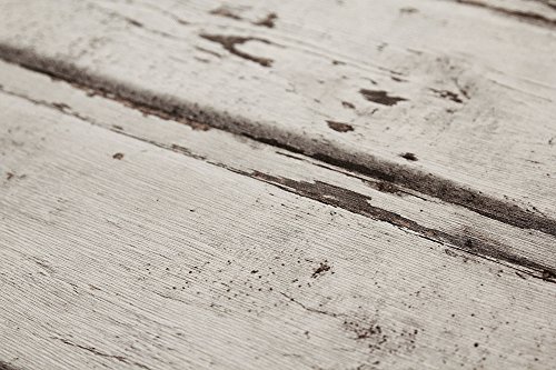 Tapete Vliestapete Antik Holz Muster in Creme Weiß , schöne edle Tapete im Antikholz Design , moderne 3D Optik für Wohnzimmer, Schlafzimmer oder Küche inkl. Newroom Tapezier Ratgeber mit super Tipps! - 3