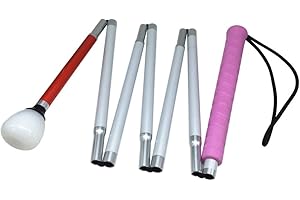 VISIONU Alluminio Bastone Bianco Pieghevole,7 Sezioni, Con Punta Roller,Per Non Vedenti