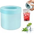 INNPOLE Cylinder Silicone Ice Cube Mold, New 3D Ice Cubes Maker, Decompress Ice Lattice Press-Type Easy-Release Ice Cup (Blue). (Blue)