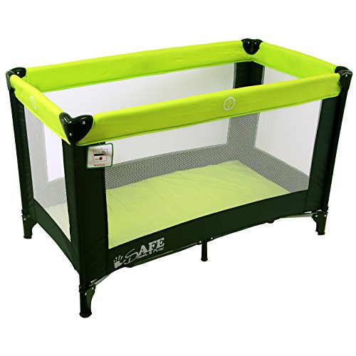 iSafe Rest & Play Luxury Travel Cot/Playpen - Lime (Black/Lime) 120 cm x 60 cm