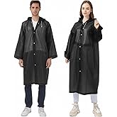 Siyah Yağmurluk Unisex &ndash; Kap&uuml;şonlu, Uzun Boy, Su Ge&ccedil;irmez D&uuml;ğmeli Yağmurluk (Yetişkin)