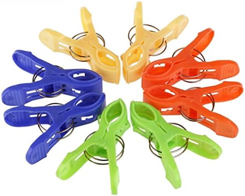 8pcs Large Sized Bright Color Plastic Beach Towel Clips Quilt Clips for Sunbed
