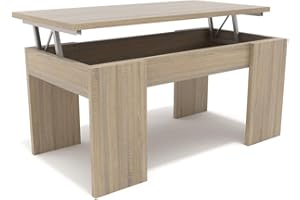 DORMIDAN- Mesa de Centro elevable, Comedor o Auxiliar, Mayor Grosor y Estabilidad (Roble)