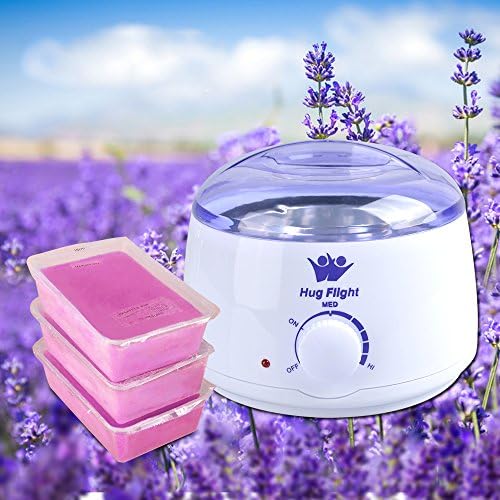 Funtell Professional Electric Wax Heater for All Wax Types with Lavender Paraffin Wax Adjustable Temperature and Removable 500ml Container 450gX3