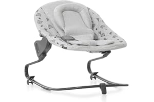 hauck Alpha Bouncer Premium, Nordic Grey - Baby Seat for Alpha+ Wooden Highchair with 3-Point Hip Harness, Bouncing Frame & Seat Reducer, from Birth up to 9 kg