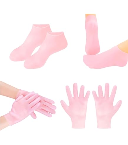 CareforYou Feuchtigkeitsspendende Silikon-Gel-Handschuhe & Gel-Socken, Schönheit, Spa, feuchtigkeitsspendende Hautpflege, weich, Reparatur, rissige Therapie, Behandlung (lila) Kosmetik