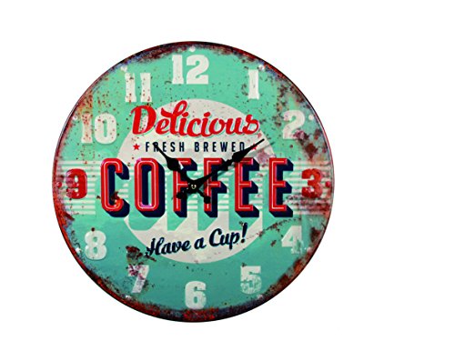 Out of the blue 79/3202 Metall-Wanduhr, Delicious Coffee I, Durchmesser circa 40 cm für 1 Mignon Batterie (AA)