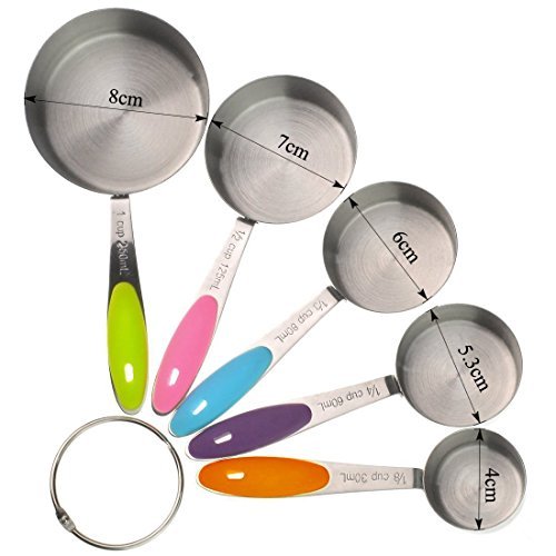 SUMERSHA Messlöffel-Sets Edelstahl stapelbare Messbecher Set mit trockenen und flüssigen Bestandteile mit Soft-Griffe 5 stk. - 2