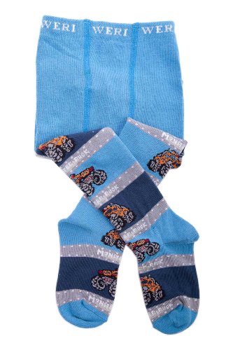 Weri Spezials Baby and Children Tights, Blue, Monster Truck