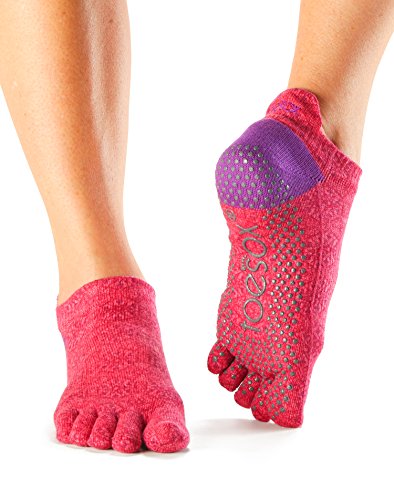 ToeSox Frauen 1 Paar Ausführliche Toe Organic Cotton Low Rise Yoga Socks In Fuchsia