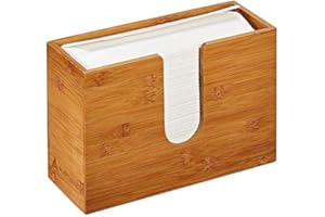 Catekro Bathroom Kitchen Living Room Home Bamboo Paper Towel Dispenser Wall-Mounted Countertop Folding Hand Napkin Box (Wood color)