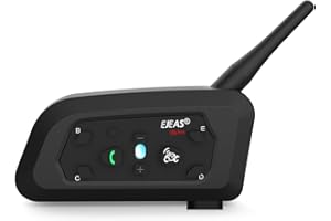 RS RIDER STYLE EJEAS V6 Pro Intercomunicador Bluetooth 3.0 para Casco de Motocicleta, con Auricular Inalámbrico y Alcance de Comunicación de 1200M, Conexión con hasta 6 Pilotos, Resistente al Agua