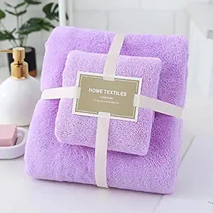 Home Cloud Towel Purple Towel, Colorful ,Coral Velvet Women Bath Towel Sets ,Soft Fluffy, face Wash | Hair Towel Includes Purple