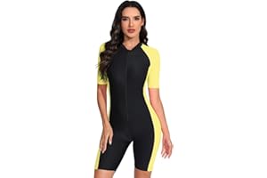 Odizli Burkini Damen Muslim Badeanzug mit Bein Langarm/Kurzarm Zip Up Schwimmanzug Surfer Kurz Bademode
