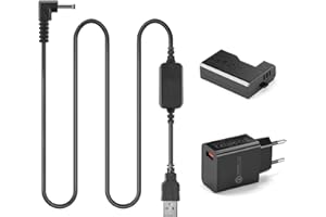 Raeisusp Kabel USB ACK-E10, mobilny zasilacz 5 V + DR-E10 LP-E10 LPE10 - atrapa akumulatora DC Grip + zestaw adapterów 5 V 3 AMP do Canon1100D 1200D 1300D 2000D X50 X70 T3 T5 T6