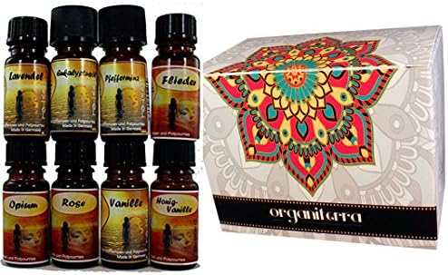 8 Bottles Fragance Oils Concentrates - Pack 3 -Live Strong- Includes Citrus Deligth , Vanilla Flower, Turkish Rose and more - each 10ml glass bottle boxed. imported from Germany Shipped from Spain