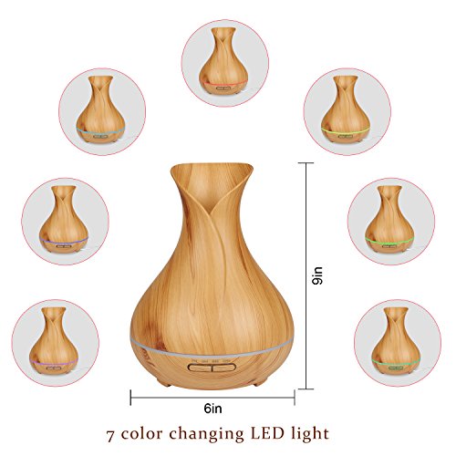 Aroma Diffuser, Euph 400ml Design Aroma Diffuser Ultraschall Luftbefeuchter Humidifier mit LED Farbwechsel und Kaltnebel Aromatherapie,sicher und leise - 3