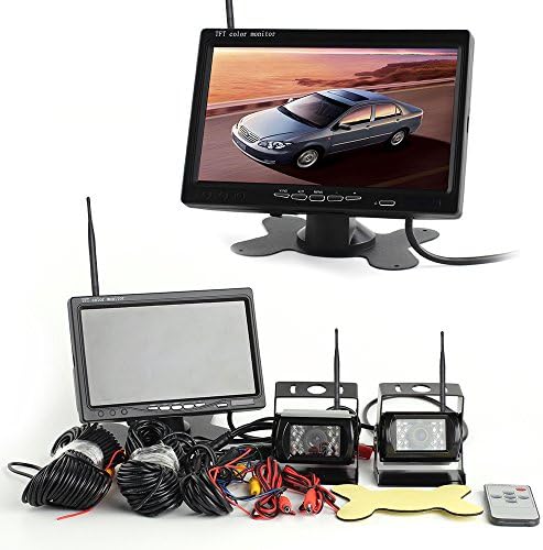 Wireless Dual Waterproof Colour Reversing Camera for FRONT & Hnten with Night Vision and 7 inch Monitor for Digital Car Cars & Small Bus Car Reversing Rear View Camera