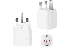 TNOMSNO 2 Piezas Adaptador Enchufe UK, con Dispositivo de Protección de Seguridad, Adaptador UK para Irlanda, Maldivas, Singapur y Hong Kong (Tipo G)