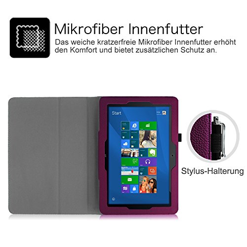 MEDION LIFETAB S10321 / Odys Notos Plus 3G Hülle Case – Fintie Slim Fit Folio Kunstleder Schutzhülle Cover Tasche mit Ständerfunktion und Stylus-Halterung für MEDION LIFETAB S10321 (MD 98687) / Odys Notos plus 3G 25,7 cm (10,1 Zoll) Tablet-PC, Lila - 5