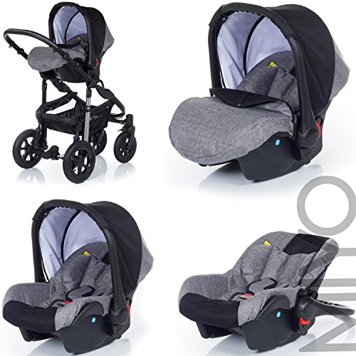 My Junior+® Miyo 3in1 Kombikinderwagen Komplettset bis zum 4.Lebensjahr—3 Years Guarantee—+Autositz (11-Teile-Megaset) Premium Kinderwagen - 4