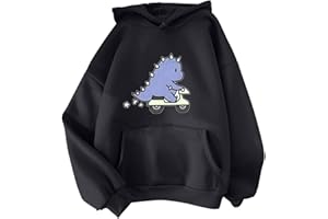 YINGKE Femme Dinosaure Sweat à Capuche Filles Imprimé Anime Sweatshirt Kawaii Pull Casual Sport Hoodie pour Adolescent
