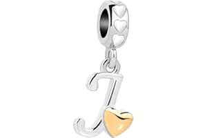 MiniJewelry Women A to Z Letters Initials Charms for Bracelets Necklaces Girls Name Alphabet with Love Heart Pendant Crystal Clear CZ