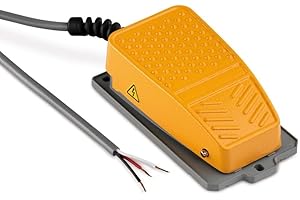 POLLIN-CHOICE Fußtaster PFS-135A, 10 A/250 V~ | Aluminiumgehäuse und rutschfester Gummiboden | 1,8 m Anschlusskabel | 1 Wechsler-Tasterkontakt | Ideal für Maschinen oder Lampen