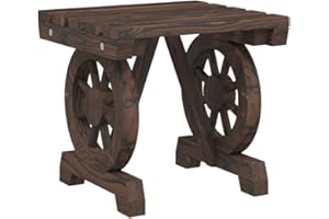 vidaXL Garden Footstool - Wagon Wheel 40x36.5x38.5 cm Solid Fir Wood, Multipurpose Outdoor Seating/Stool/Table, ic Brown