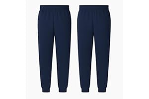 DECK AND BEACH Kids School Joggers 2 Pack – Unisex Fleece Jogging Bottoms for Boys & Girls – Elastic Waist, Soft & Warm – Ideal for PE & School Uniform