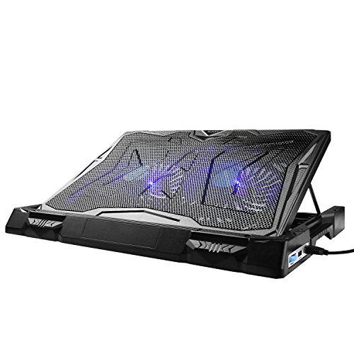AUKEY Laptop Kühler 12-17 Zoll Ständer Verstellbar, 2 Lüfter mit LEDs, 2 USB Ports, Cooling Pad Notebook Cooler Kühlpad (CP-R6) - 2