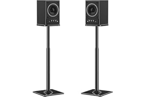 ELIVED Universal Lautsprecherständer höhenverstellbar bis 95cm, Boxenständer mit Glassockel & interner Kabelkanal für Regallautsprecher, 10kg Tragkraf, Schwarz, 1 Paar