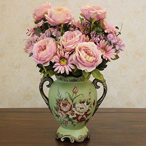 WDHP European Style Retro Decorative Ceramic Vase Belly Vase Ornaments Ears, 30Cm,C