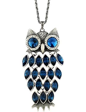 ❤Valentinstagsgeschenke❤ Swarovski Elements Eule Halsketten Kristall Lang Blau Glück Neoglory Jewellery