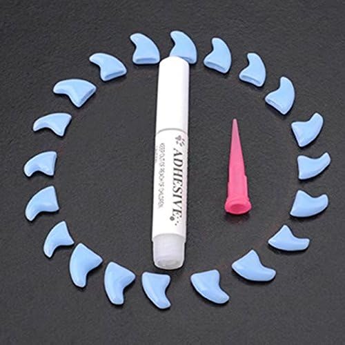 WandLee 20PCS Pet Cat Soft Claws Nail Caps, Fashion Control Paws Tip Covers for Cats &amp; Kittens With Adhesive Glue - Medium - Light blue