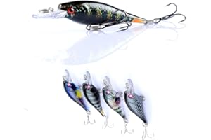 YuanYouTong Hard Plastic Fishing Lures, 4 Pcs Shrimp Lures Set with Sea Fishing Hooks, Artificial Bait for Sea Bass, Pike, Trout, Perch and Mackerel, Sea Fishing Tackle for Saltwater & Freshwater