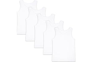 THE ESSENTIALS WARDROBE Boys 5 Pack Vests Underwear Sleeveless Kids 100% Cotton White Size 2-13 Years