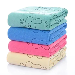 Mom Care Microfibre Bath Towels for Kids -Extra Soft/Quick Dry/ Strong Water Absorbent/Bathing Towel for Kids,Boys and Girls (Pack of 1) Multi Color L-70cm X B-140cm for 10 Years and Above