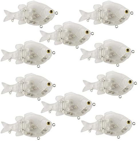 10pcs Unpainted Quality 2-Jointed 3.5 Bluegill Swimbaits Hard Lures by Shorven